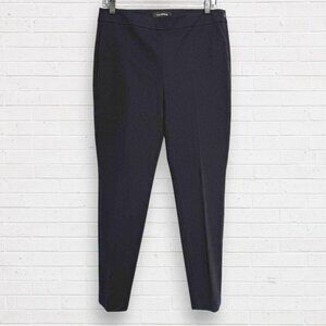 New TALBOTS Navy Blue Cotton Stretch Chatham Ankle Side Zip Flat Front Pants 8P